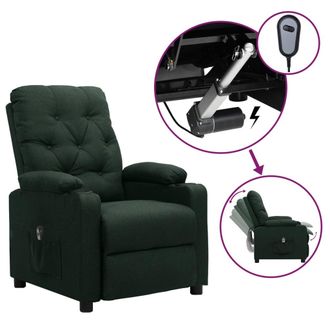 vidaXL Vidaxl - Sill&oacute;n Reclinable El&eacute;ctrico Tela Verde Oscuro