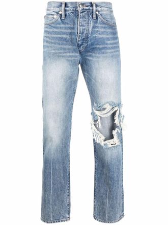 Rhude Jeans met gescheurd detail - Blauw
