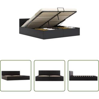 vidaXL Letto matrimoniale - Giroletto con Contenitore Idraulico Nero Similpelle 180x200cm