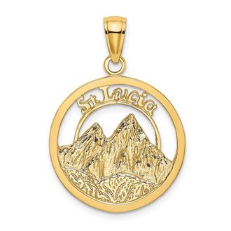 Diamond2Deal 14k Yellow Gold ST. LUCIA Twin Pitons Charm