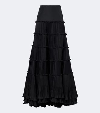 Blumarine Gonna lunga in taffett&agrave; pliss&eacute; a balze