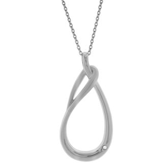 LuvMyJewelry Cirelle Sterling Silver 0.01 Ct Diamond Teardrop Twist Pendant Necklace