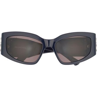 Balenciaga 57mm Rectangular Sunglasses in Blue Blue Grey at Nordstrom Rack