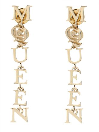 Alexander McQueen Golden Logo Drop Earrings