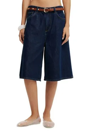Cotton On Womens Lyocell Wide Denim Jort in Blue Rinse at Nordstrom, Size 2