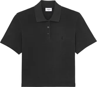Saint Laurent Tops, Dames, Zwart, S, Katoen, Klassiek Poloshirt
