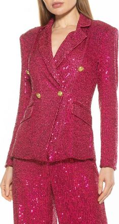 Alexia Admor Abbi Longline Double Breasted Sequin Blazer in Hot Pink at Nordstrom Rack, Size 10