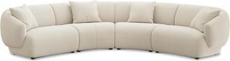 Castlery Auburn Curve L-Shape Sectional Sofa Customized, (Washed Chenille) Cream, Machine Washable, Modular for Sofas, Castlery Brand