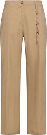 Seventy Straight Leg Linnen Katoen Stretch Broek - Dames - Straight fit broeken - Bruin - M - Katoen - Broeken