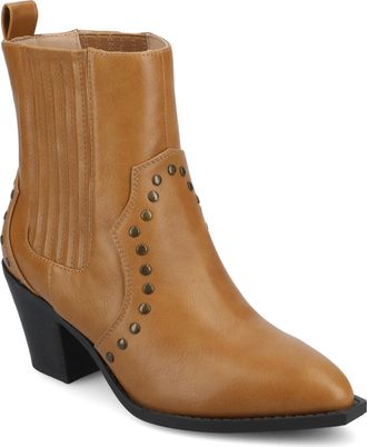 Journee Collection Womens Braylee Studded Western Ankle Booties