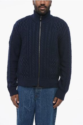 Versace Pullover Zip-up in Lana Vergine Cable knit taglia 48