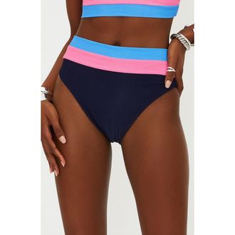 Beach Riot Heidi Colorblock High Waist Bikini Bottoms in Paradise at Nordstrom Rack, Size Small