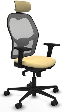 Piqueras y Crespo Piqueras Y Crespo - Jorquera Sincro Malla Gris Similpiel Crema Brazos 2d Base Nailon Cabecero 2d Ruedas 65mm Nailon