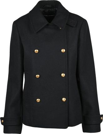 Karl Lagerfeld Black Polyester-Blend Double-Breasted Coat