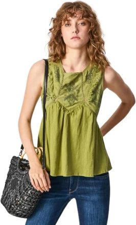 Pepe Jeans London Top Lisle - Dames - Tops zonder mouwen - Groen - XS - Tops