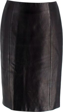 Tom Ford Signature Zip Front Black Leather Pencil Skirt Size S