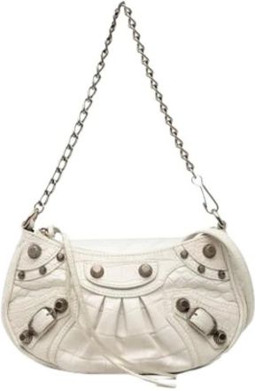 Balenciaga Pre-owned Shoulder Bags, female, White, Size: ONE SIZE Pre-owned Leather Shoulder Bag