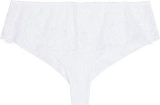 Simone P&eacute;r&egrave;le Simone P&Eacute;R&Egrave;LE Intrigue Tanga Embroidered Tulle Shorty Briefs - White - 4 (UK 14 / L)