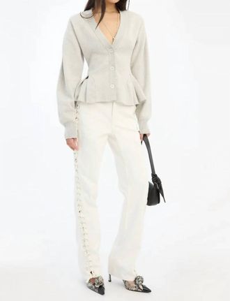 Rotate Loose Fit Laced Jeans In Raw White Denim