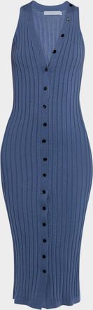 Iro Lyliane Buttoned Rib Wool Midi Dress