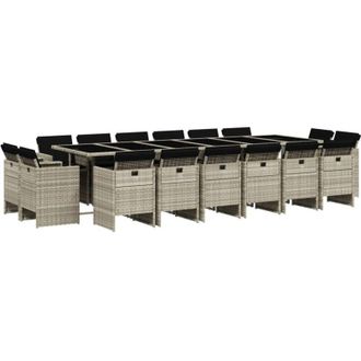 vidaXL Set Comedor Jard&iacute;n Y Cojines 17 Pzas Rat&aacute;n Sint&eacute;tico Gris Claro Vidaxl