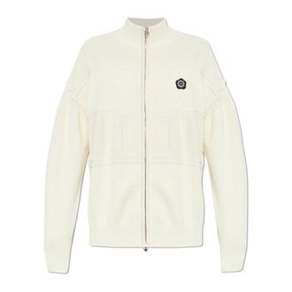 Kenzo Cardigans, male, Beige, Size: M Cardigan With Patch