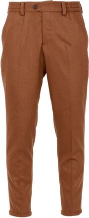 Pantaloni Torino Bruine Wolflanel Op Maat Gemaakte Broek - Heren - Chinos - Bruin - W36 - Wol - Broeken