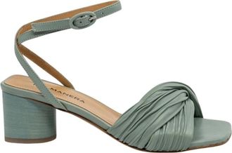 Halmanera High Heel Sandalen - Dames - Sandalen met hakken - Groen - 38 EU - Leer - Schoenen