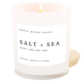 Sweet Water Decor 11oz White Jar Candle - Spa Scents in Salt And Sea at Nordstrom
