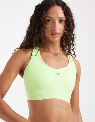 New Balance Essential - Reggiseno sportivo da corsa giallo fluo