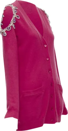Moschino cashmere crystal jewel shoulder cardigan