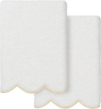 Linum Home Textiles 100% Turkish Cotton Adornia Scallop 2Pc Hand Towel Set