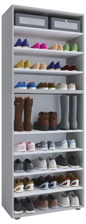 ebuy24 Ebuy24 - Estante De Zapato De Madera Vcm Dimensiones: Al. 183 X An. 70 X P. 37 Cm Armario Multiusos 9 Compartimentos Sin Puertas - Lona (gris)