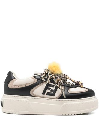 Fendi logo-plaque platform sneakers - women - Calf Leather/Fabric/Rubber - 36.5 - Black