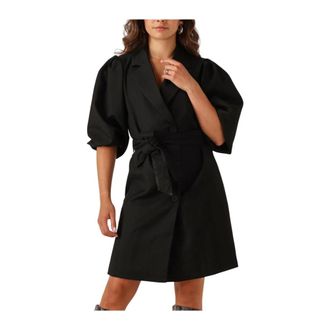 Notre-V Kleedjes, Dames, Zwart, XS, Polyester, Zwarte Mini Jurk Nv-Gina