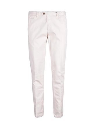 Myths White Stretch Cotton Slim-Fit Formal Pants