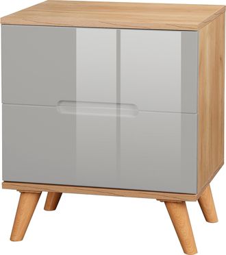 ANDAS Nachtschrank »Lund Nachttisch Beistellschrank Kommode mit Hochglanzfronten« Nachtkommode mit 2 Schubladen Bestseller im skandinavischem Design