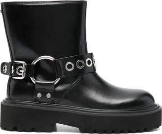 Maje 40mm eyelet-embellishment biker boots - women - Calf Leather/Calf Leather/Rubber - 41 - Black