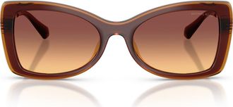 Michael Kors Malaga 53mm Gradient Butterfly Sunglasses in Dark Brown /Brown Gradient at Nordstrom