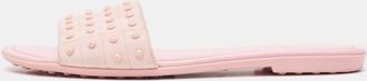 Tod's Tods Pink Suede Studded Flat Slides