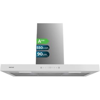 Cecotec Cecotec Campana Extractora 90 Cm Tipo T Bolero Flux Tt 905500 Glass White A++. 70w, Frontal Cristal Blanco, Bajo Consumo, Succi&oacute;n 550m3/h, Control T&aacute;c