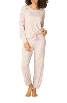 PJ Salvage Luxe Leopard Print Jersey Pajamas in Light Beige at Nordstrom, Size X-Small