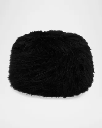 Ganni Faux-Fur Cotton Beanie