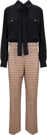 Elisabetta Franchi Dames jumpsuit met knoop en rits - Dames - Jumpsuits - Veelkleurig - S - Polyester - Jumpsuits & Playsuits