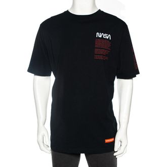Heron Preston Black Cotton Nasa Facts Logo Print Short Sleeve T-Shirt