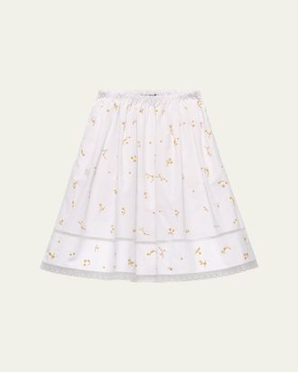 Prada Embroidered Cotton Poplin Skirt