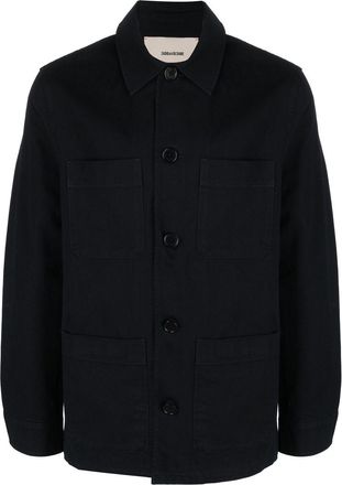 Zadig&Voltaire slogan-print shirt jacket - men - Fabric - M - Blue