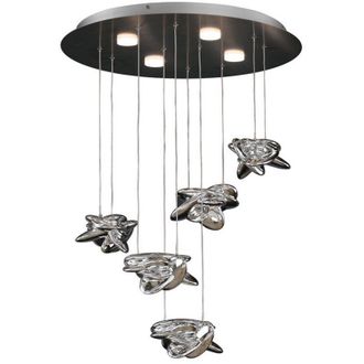Mantra Inspired Mantra - Nido - Colgante Cluster De Techo 62cm Redondo 5 + 4 Luces 30w + 20w Led 3000k, 4000lm, Cromado