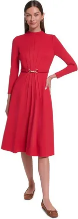 Halston Heritage Long Sleeve Knit Midi Dress with Hardware in Lava at Nordstrom, Size 14