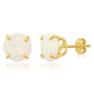 MAX + STONE 14k Yellow Gold 9mm Round Cut Gemstone Stud Earrings